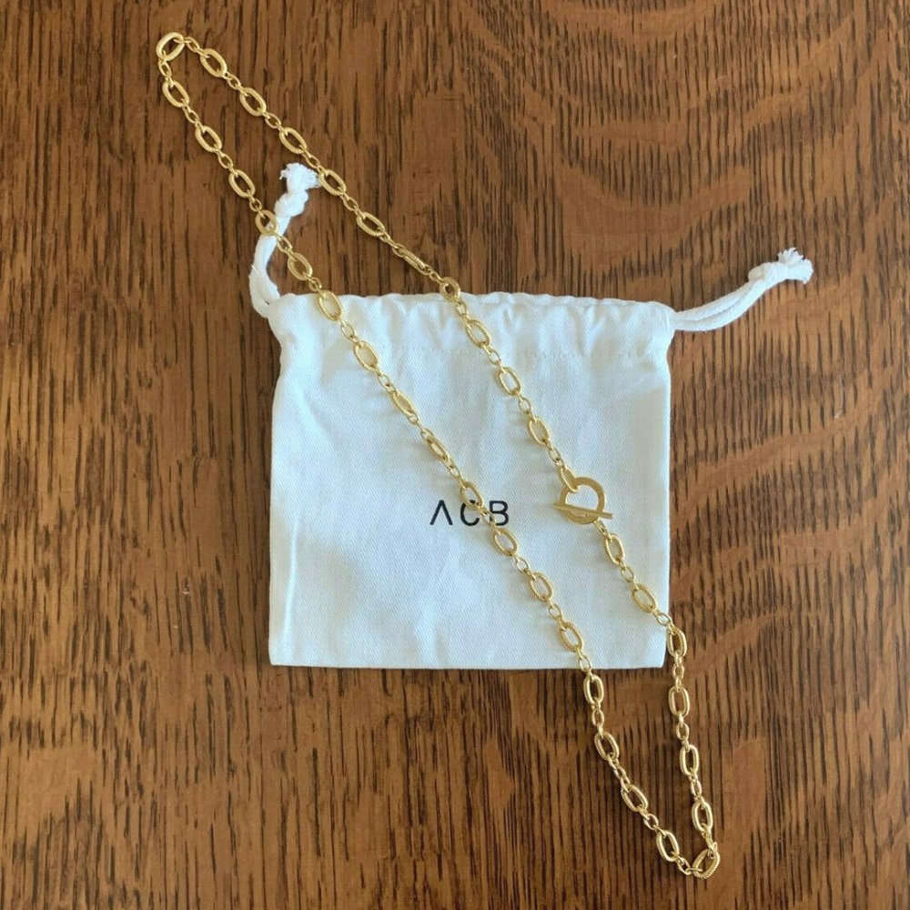 NWOT Annie Costello Brown ACB Gold Chain Toggle Necklace